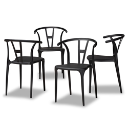 Baxton Studio Warner Modern and Contemporary Black Plastic 4-Piece Dining Chair Set