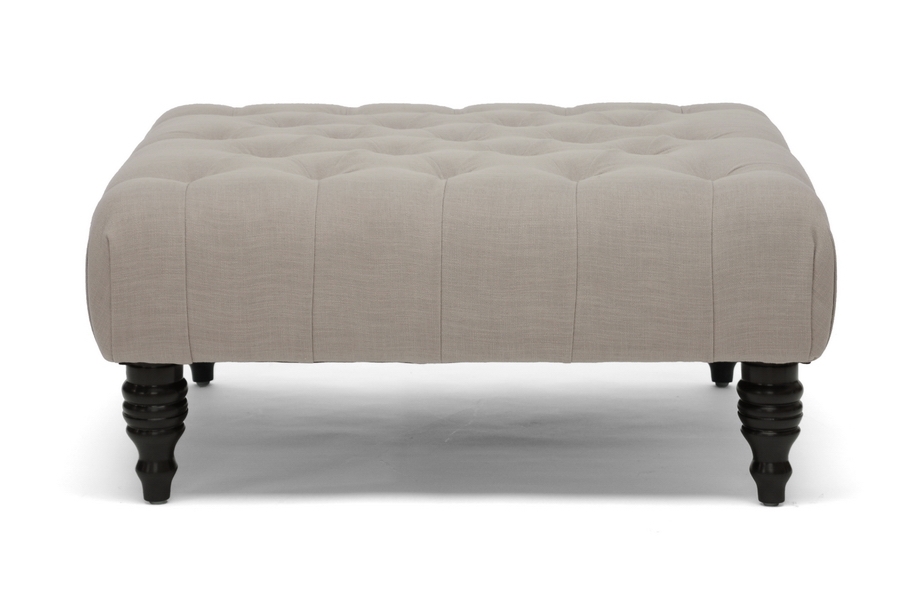 Baxton Studio Keswick Beige Linen Modern Tufted Ottoman