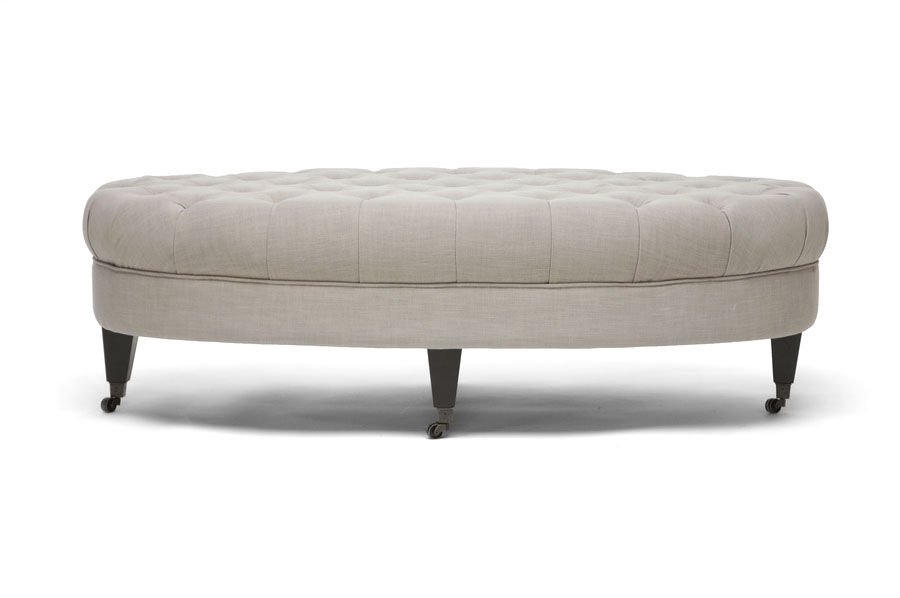 Baxton Studio Brighton Beige Linen Modern Tufted Ottoman