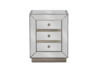 Baxton Studio Currin Contemporary Mirrored 3-Drawer End Table