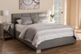 Baxton Studio Sophie Modern and Contemporary Grey Fabric Upholstered Queen Size Platform Bed - BSOBBT6481-Queen-Grey