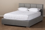 Baxton Studio Sophie Modern and Contemporary Grey Fabric Upholstered Queen Size Platform Bed - BSOBBT6481-Queen-Grey