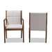 Baxton Studio Theresa Mid-Century Modern Greyish Beige Fabric Upholstered and Walnut Brown Finished Wood Living Room Accent Chair (Set of 2) - BSOBBT5390-Greyish Beige/Walnut-CC