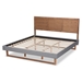 Baxton Studio Allegra Mid-Century Modern Dark Grey Fabric Upholstered and Ash Walnut Brown Finished Wood King Size Platform Bed - BSOAllegra-Dark Grey/Ash Walnut-King